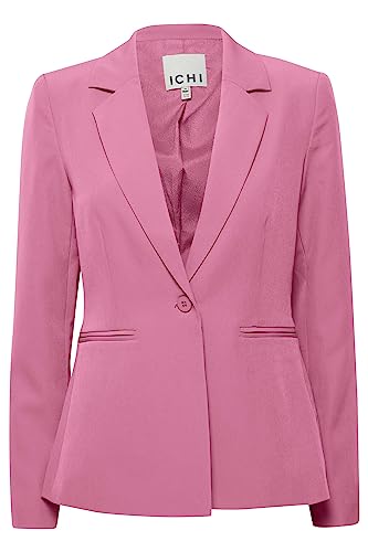 ICHI IHLEXI BL Damen Blazer Kurzblazer Jacke EIN-Knopf-Blazer mit Stretch und Reverskragen, Größe:42, Farbe:Super Pink (172625) von ICHI