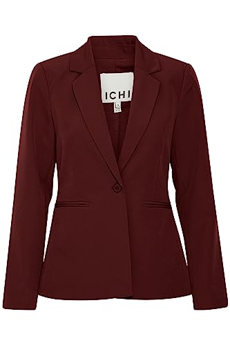 ICHI IHLEXI BL Damen Blazer Kurzblazer Jacke Ein-Knopf-Blazer mit Stretch und Reverskragen, Größe:38, Farbe:Port Royale (191627) von ICHI