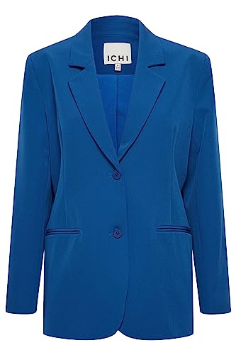 ICHI IHLEXI BL2 Damen Blazer Longblazer Jacke Longblazer mit Stretch und Knöpfen, Größe:38, Farbe:True Blue (194057) von ICHI