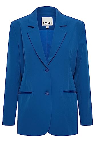 ICHI IHLEXI BL2 Damen Blazer Longblazer Jacke Longblazer mit Stretch und Knöpfen, Größe:40, Farbe:True Blue (194057) von ICHI