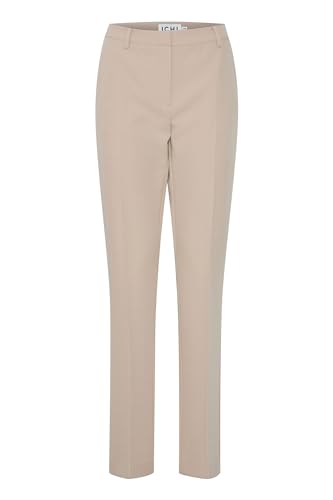 ICHI IHLEXI PA Damen Stoffhose Hose mit Eingrifftaschen Gürtelschlaufen Bügelfalten elastisch Regular fit, Größe:34, Farbe:Doeskin (151308) von ICHI