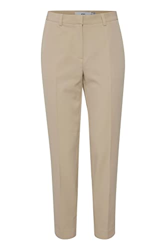 ICHI IHLEXI PA3 Damen Hose Stoffhose mit Stretch gerader Schnitt mit Elastikbund, Größe:34, Farbe:Doeskin (151308) von ICHI