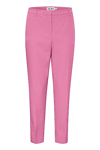 ICHI IHLEXI PA3 Damen Hose Stoffhose mit Stretch gerader Schnitt mit Elastikbund, Größe:36, Farbe:Super Pink (172625) von ICHI