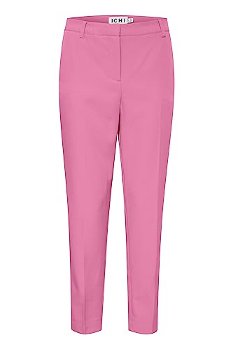 ICHI IHLEXI PA3 Damen Hose Stoffhose mit Stretch gerader Schnitt mit Elastikbund, Größe:38, Farbe:Super Pink (172625) von ICHI