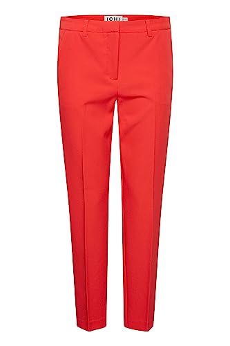 ICHI IHLEXI PA3 Damen Hose Stoffhose mit Stretch gerader Schnitt mit Elastikbund, Größe:38, Farbe:Poppy Red (171664) von ICHI