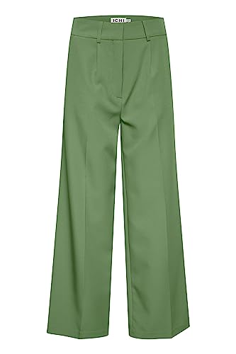 ICHI IHLEXI PA5 Damen Hose Stoffhose mit Stretch weiter Schnitt Crop Länge, Größe:38, Farbe:Willow Bough (180119) von ICHI