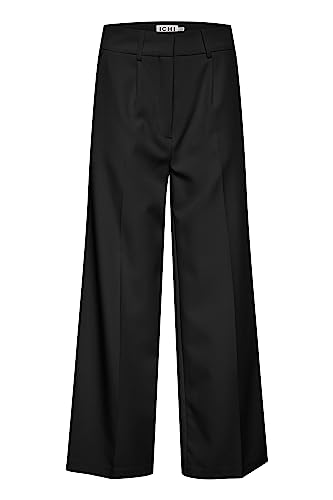 ICHI IHLEXI PA5 Damen Hose Stoffhose mit Stretch weiter Schnitt Crop Länge, Größe:38, Farbe:Black (194008) von ICHI