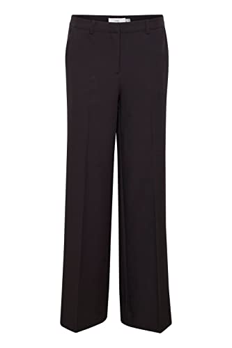 ICHI IHLEXI Wide PA Damen Hose Stoffhose mit Stretch niedriger Bund gerader Schnitt, Größe:38, Farbe:Black (194008) von ICHI