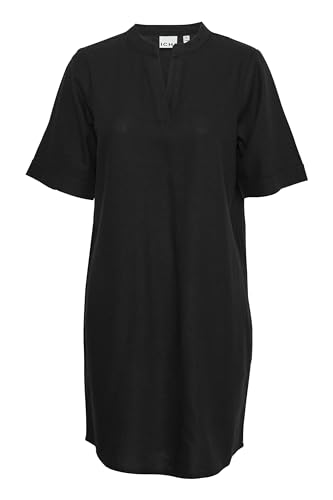 ICHI IHLINO DR Damen Kleid aus Leinenmix Freizeitkleid Webkleid V-Auschnitt Loose fit, Größe:36, Farbe:Black (194008) von ICHI