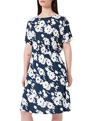 ICHI IHLISA Damen Freizeitkleid Kleid Kurzarm mit Rundhalsausschnitt und Allover-Print, Größe:M, Farbe:Total Eclipse Flower Print (201163) von ICHI