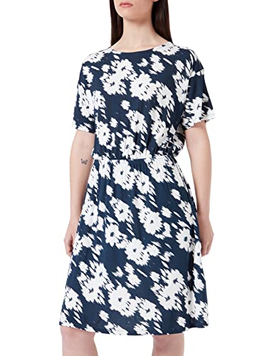 ICHI IHLISA Damen Freizeitkleid Kleid Kurzarm mit Rundhalsausschnitt und Allover-Print, Größe:2XL, Farbe:Total Eclipse Flower Print (201163) von ICHI