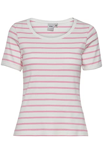 ICHI IHLOUISANY Damen T-Shirt Kurzarm Shirt mit Rundhalsausschnitt, Größe:L, Farbe:Shocking Pink (172127) von ICHI