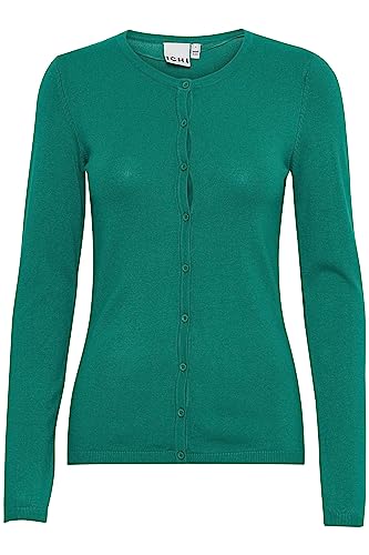 ICHI IHMAFA Round CA Damen Strickjacke Feinstrick Cardigan Strickcardigan Feinstrickjacke mit Knopfleiste Slim-Fit, Größe:M, Farbe:Cadmium Green (185424) von ICHI