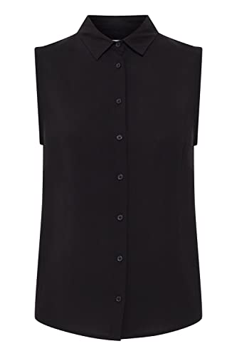 ICHI IHMAIN to Damen Shirt Blusenshirt ärmellos mit Hemdblusenkragen, Größe:L, Farbe:Black (194008) von ICHI