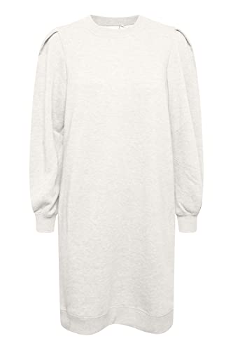 ICHI IHMALO SW DR Damen Sweatkleid Freizeitkleid Kleid Sweatkleid mit Puffärmeln Langarm breite Bündchen Regular-Fit, Größe:L, Farbe:Sandshell (130907) von ICHI