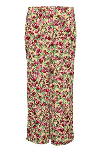ICHI IHMARRAKECH AOP PA4 Damen Hose Stoffhose 100% Viskose EcoVero Elastikbund Crop-Länge, Größe:L, Farbe:Structured Flower Mix1 (201850) von ICHI