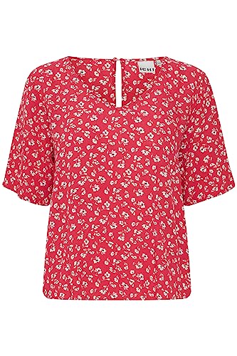 ICHI IHMARRAKECH AOP S9 Damen Kurze Bluse Kurzarm Viskose-Bluse mit verkürzten Ärmeln Gemustert Regular Fit, Größe:M, Farbe:Raspberry Wine Flower (201908) von ICHI