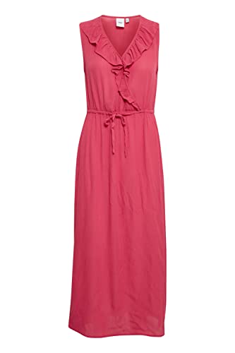 ICHI IHMARRAKECH SO DR10 Damen Freizeitkleid Kleid 100% Viskose Midikleid mit Schlitz V-Ausschnitt Ärmellos Regular-Fit, Größe:S, Farbe:Raspberry Wine (181741) von ICHI