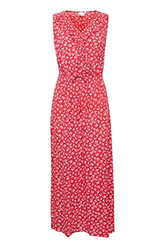 ICHI IHMARRAKECH AOP DR10 Damen Freizeitkleid Kleid 100% Viskose Maxikleid mit Gürtel und Schlitz V-Ausschnitt Slim-Fit, Größe:M, Farbe:Raspberry Wine Flower (201908) von ICHI