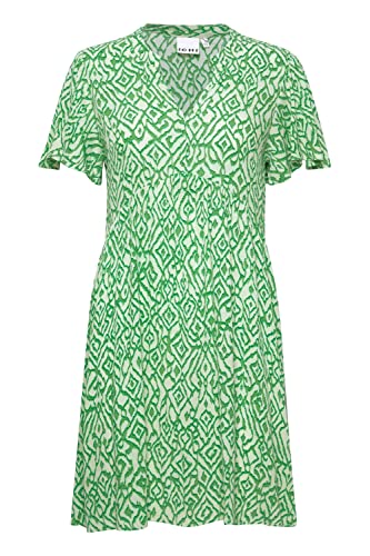 ICHI IHMARRAKECH AOP DR11 Damen Freizeitkleid Kleid 100% Viskose Minikleid mit Flügelärmeln V-Ausschnitt Regular-Fit, Größe:S, Farbe:Greenbriar Ikat Print (201904) von ICHI