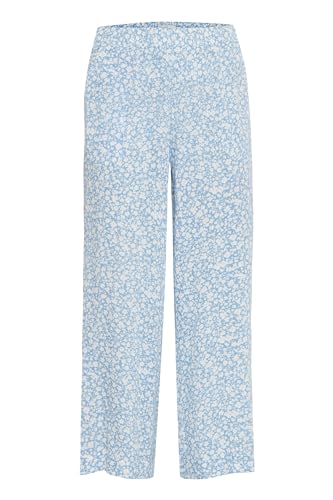 Ichi IHMARRAKECH Damen Hose Stoffhose gemustert Eingrifftaschen Regular fit, Größe:L, Farbe:Della Robbia Blue Flower Aop (202930) von ICHI