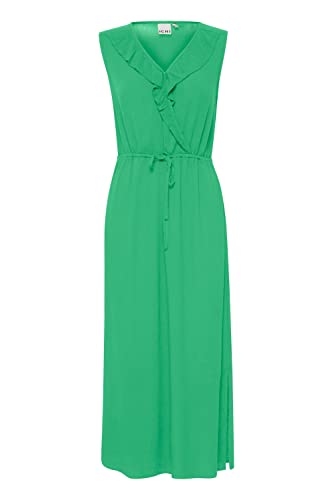 ICHI IHMARRAKECH SO DR10 Damen Freizeitkleid Kleid 100% Viskose Midikleid mit Schlitz V-Ausschnitt Ärmellos Regular-Fit, Größe:S, Farbe:Greenbriar (166127) von ICHI