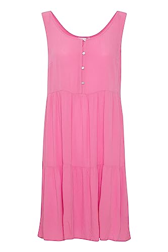 ICHI IHMARRAKECH SO DR12 Damen Freizeitkleid Kleid 100% Viskose Minikleid mit Knopfleiste Ärmellos Regular-Fit, Größe:2XL, Farbe:Super Pink (172625) von ICHI