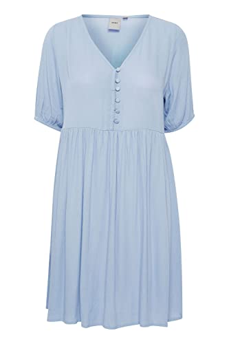 ICHI IHMARRAKECH SO DR7 Damen Freizeitkleid Kleid mit V-Ausschnitt Halbarm Relaxed-Fit, Größe:M, Farbe:Chambray Blue (154030) von ICHI