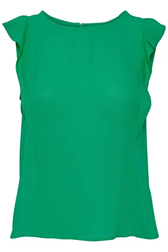 ICHI IHMARRAKECH SO TO4 Jersey Top Damen Shirt mit Rüschen an den Ärmeln, Größe:L, Farbe:Holly Green (165932) von ICHI