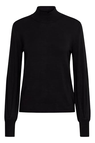 ICHI IHMafa Damen Strickpullover Feinstrick Pullover Pulli mit Stehkragen Rippbündchen Relaxed fit, Größe:S, Farbe:Black (10011) von ICHI