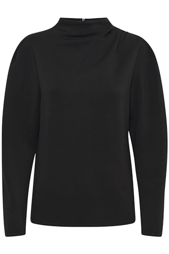 ICHI IHNAIDA LS Damen Longsleeve Shirt Stehkragen 51% Modal, 45% Polyester, 4% Elasthan Regular fit, Größe:M, Farbe:Black (194008) von ICHI