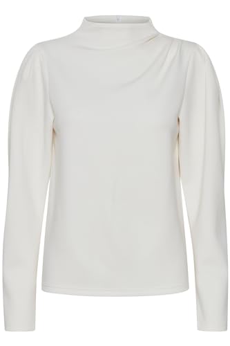 ICHI IHNAIDA LS Damen Longsleeve Shirt Stehkragen 51% Modal, 45% Polyester, 4% Elasthan Regular fit, Größe:S, Farbe:Star White (114202) von ICHI