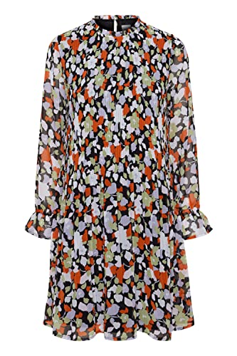 ICHI IHNALLY DR6 Damen Blusenkleid Lange Bluse Kleid Langarm Gemustert Loose Fit, Größe:XL, Farbe:Pureed Pumpkin Multi Flower (201096) von ICHI