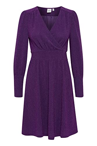 ICHI IHNELLY DR Damen Freizeitkleid Kleid Minikleid Pailletten Langarm V-Ausschnitt Regular-Fit, Größe:XS, Farbe:Violet Indigo (193750) von ICHI