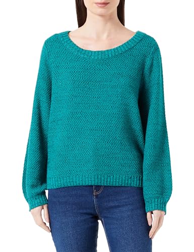 ICHI IHNOELLE LS Damen Strickpullover Feinstrick Pullover Strickpullover mit Rundhalsausschnitt und Ballonärmeln Regular-Fit, Größe:XXL, Farbe:Cadmium Green Melange (1854241) von ICHI