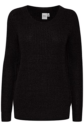 ICHI IHODANSA LS Damen Strickpullover Grobstrick Pullover Strickpullover mit Rundhalsausschnitt Regular-Fit, Größe:S, Farbe:Black (194008) von ICHI