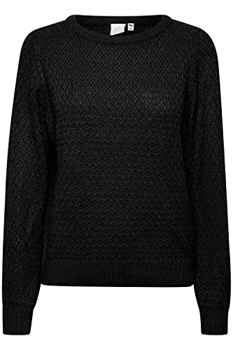 ICHI IHODANSA LS2 Damen Strickpullover Grobstrick Pullover Strickpullover mit Rundhalsausschnitt Regular-Fit, Größe:M, Farbe:Black (194008) von ICHI