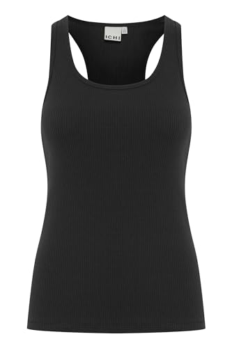ICHI IHPALMER Rib Box to Damen Top Tanktop Rundhals 92% Baumwolle, 8% Elasthan Slim fit, Größe:M, Farbe:Black (194008) von ICHI