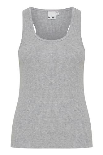 ICHI IHPALMER Rib Box to Damen Top Tanktop Rundhals 92% Baumwolle, 8% Elasthan Slim fit, Größe:M, Farbe:Grey Melange (200318) von ICHI