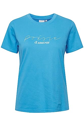 ICHI IHRUNELA S5 Damen T-Shirt Kurzarm Shirt mit Print Rundhals-Ausschnitt angenehme qualitativ hochwertige Materialqualität Slim Fit, Größe:M, Farbe:Blithe (174336) von ICHI