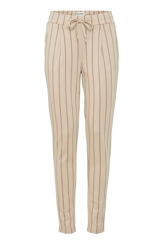 ICHI IHRUTI PA7 Damen Chino Hose Stoffhose mit Viskoseanteil bequemer Elastikbund Schmaler Schnitt, Größe:M, Farbe:Doeskin (151308) von ICHI