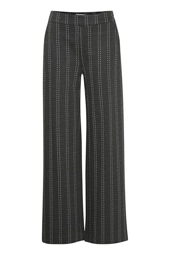 ICHI IHRuti Damen Hose Stoffhose Pants mit Eingrifftaschen Gesäßtasche Straight fit, Größe:S, Farbe:Dark Grey Melange Stripe (203764) von ICHI