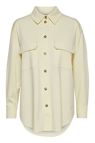 ICHI IHSIMONSE BL2Hemd Damen Lange Bluse Hemdblusenjacke mit Hemdblusenkragen,aufgesetzten Brusttaschen und Knopfleiste, Größe:XL, Farbe:Vanilla Custard (120815) von ICHI