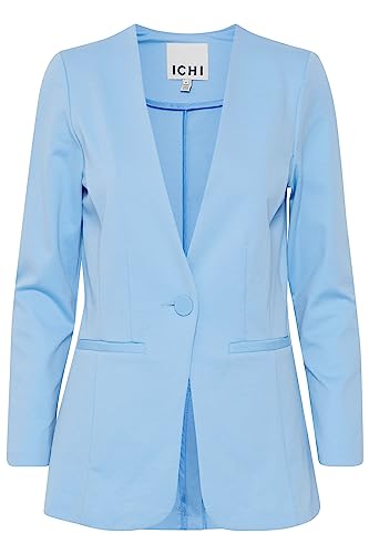 ICHI IHSIMONSE BL7 Damen Blazer Longblazer Jacke Ein-Knopf-Longblazer mit Stretch, Größe:L, Farbe:Little Boy Blue (164132) von ICHI