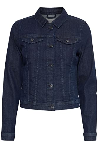 ICHI IHSTAMPE JA Damen Jeansjacke Denim Übergangsjacke mit Stretch und Knöpfen, Größe:34, Farbe:RAW AUTHENTIC BLUE DENIM (201004) von ICHI