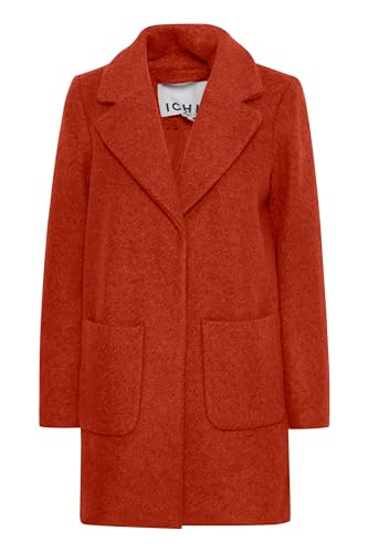 ICHI IHSTIPA JA Damen Wintermantel Wollmantel Winterjacke Kurzmantel mit Druckknöpfen und Reverskragen, Größe:42, Farbe:Rooibos Tea (181355) von ICHI