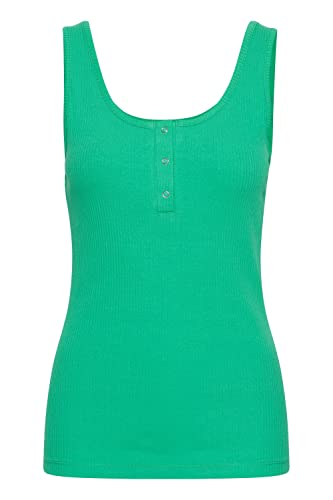 ICHI IHSUPER TO3 Damen Top ärmellos Shirt Basic mit Henley-Ausschnitt aus Jersey, Größe:M, Farbe:Holly Green (165932) von ICHI