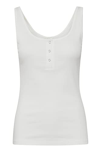 ICHI IHSUPER TO3 Damen Top ärmellos Shirt Basic mit Henley-Ausschnitt aus Jersey, Größe:XL, Farbe:Cloud Dancer (114201) von ICHI