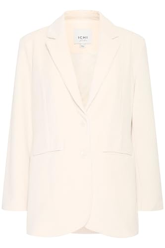 ICHI IHTAMARY Damen Blazer Longblazer Jackenblazer Anzugsjacke mit Reverskragen 2-Knopf-Form V-Ausschnitt Loose fit, Größe:XXL, Farbe:Almond Milk (124301) von ICHI