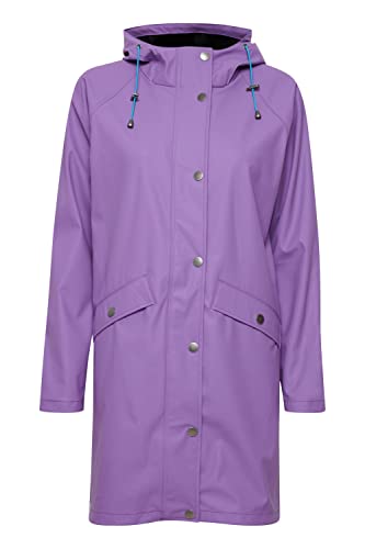 ICHI IHTAZI JA Damen Windbreaker Übergangsjacke Regenjacke Regenmantel mit Druckknöpfen und Kapuze, Größe:L, Farbe:Chive Blossom (183634) von ICHI